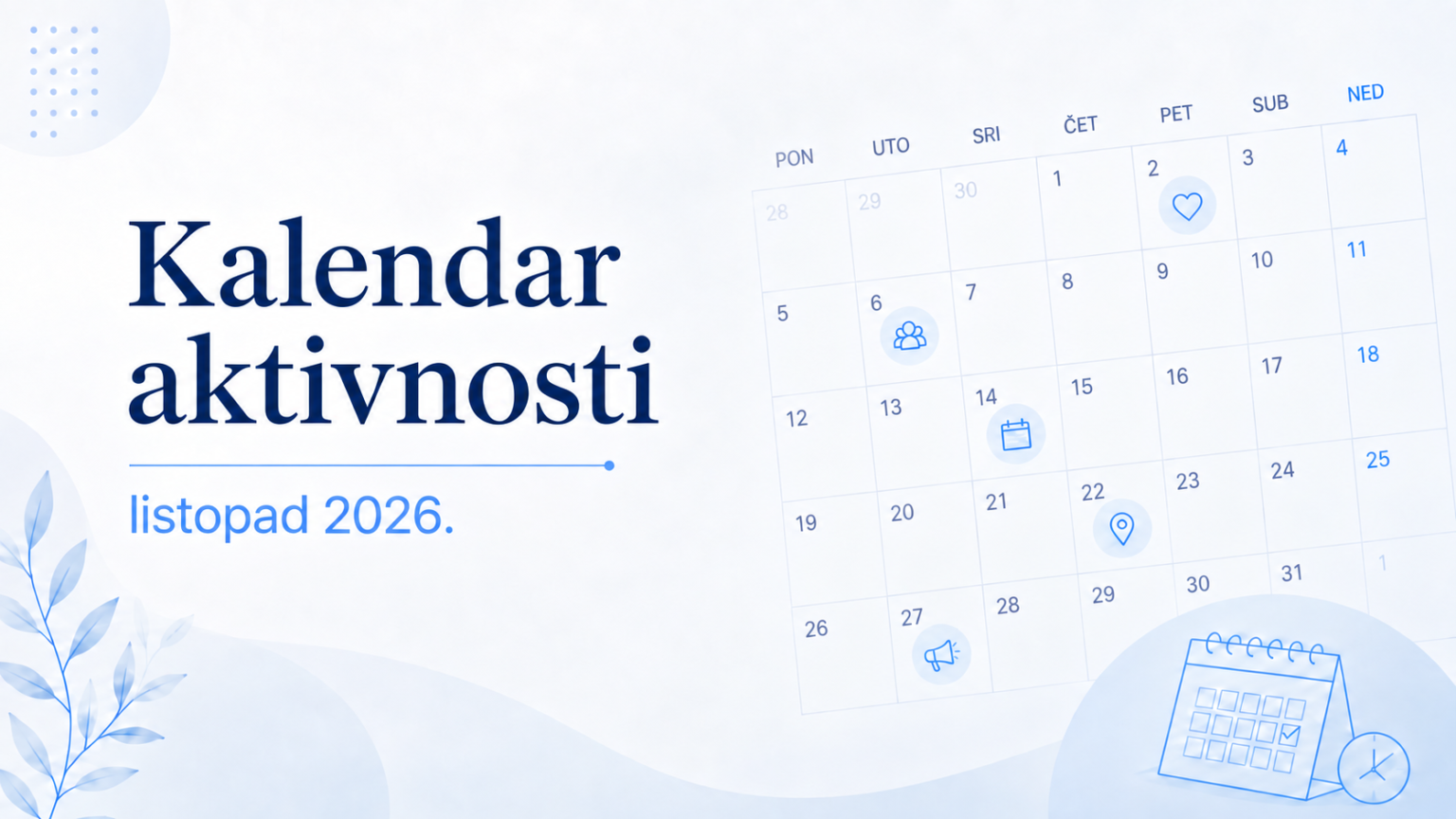 Kalendar aktivnosti – listopad 2026.